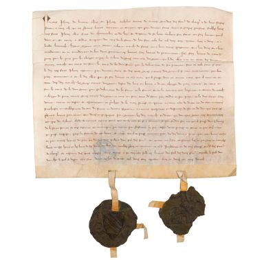Promesse passée devant les gardes des foires de Champagne, par laquelle le seigneur de Châteauvillain s’engage à rendre à des marchands siennois la somme qu’il leur devait (avril 1282). Lille, Arch. dép. Nord, B 4038.