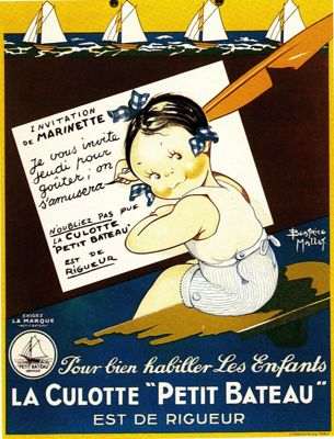 Publicité pour la culotte "Petit Bateau" dessinée par Béatrice Mallet